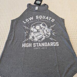 Barbells And Ponytails "Heavy Metal" Flowy High Neck Tank Top NEW SZ S